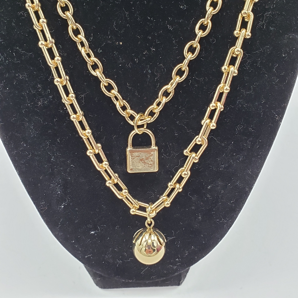 Authentic Louis Vuitton Lock & Key W/ Unbranded Stainless Steel Gold Heart Chain - Picture 8 of 12